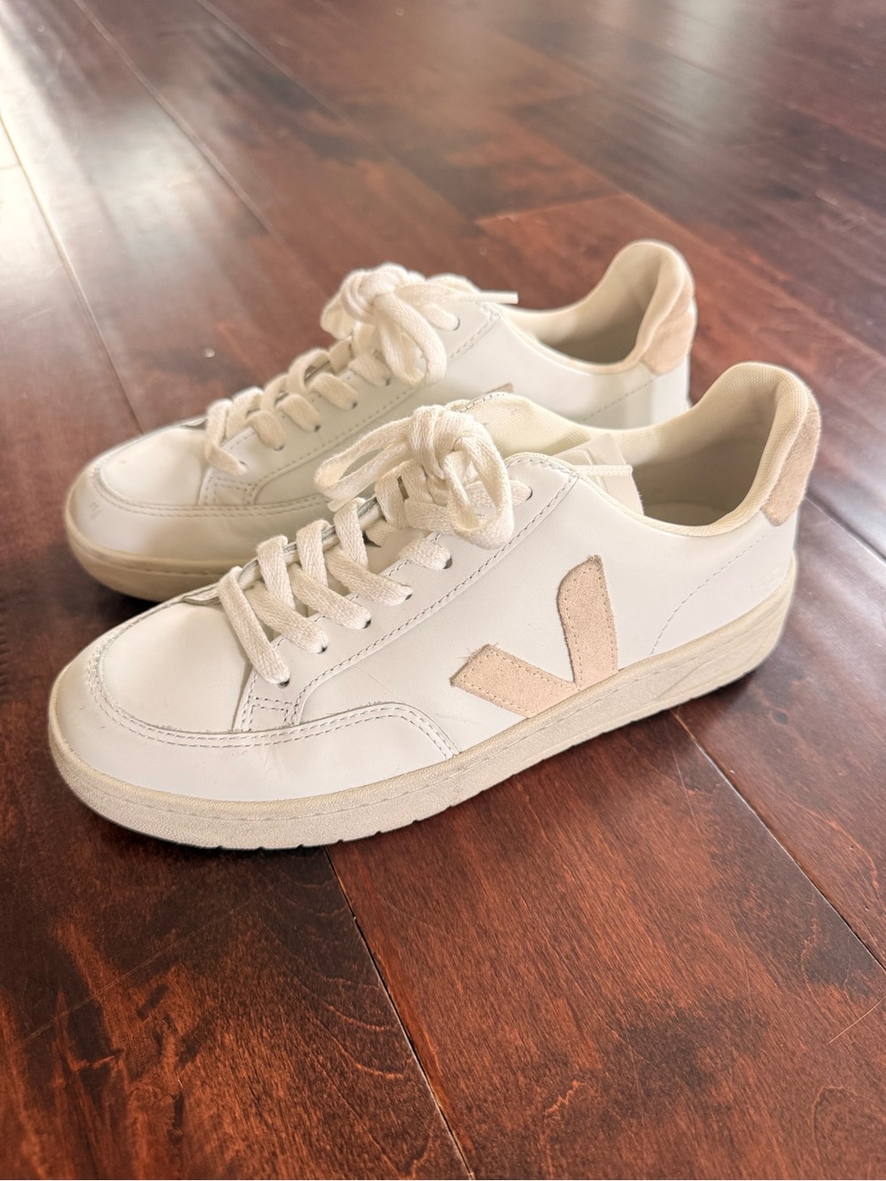 Veja Women's White Sneakers with Beige Suede Accent